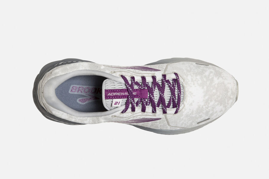 Adrenaline GTS 21 Road Brooks Running Shoes NZ Womens - White/Purple - YBHPWQ-186